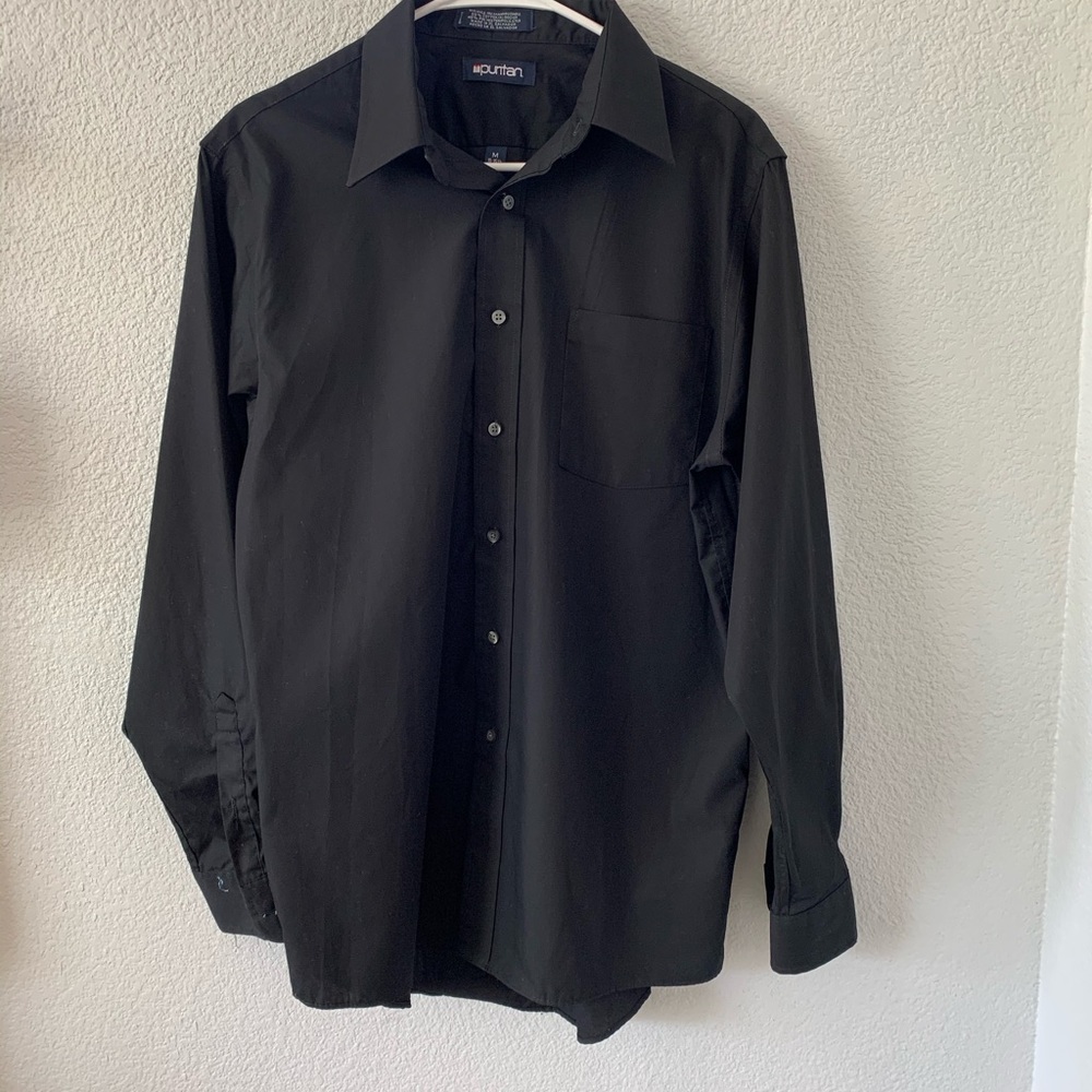 Puritan Black Button Down Shirt, 15-15 1/2